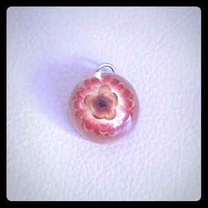 Flower in resin pendant